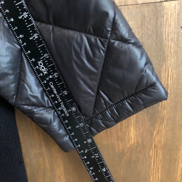 Elliott Lauren Womens Jacket Black Quilted Mock Neck Nylon Buttons Silk Blend XL - Picture 10 of 13